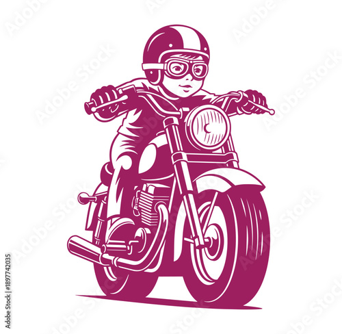 a person wearing a helmet and glasses riding a motorcycle on white background