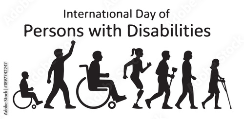International day of persons with disabilities banner with diverse group of people illustration