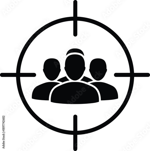Target Audience Icon with People Group, Customer Segmentation Symbol for Business Marketing, Human Resources Recruitment Sign