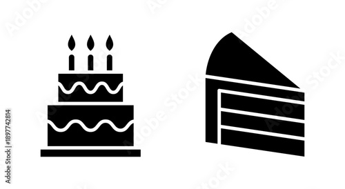 Cake icon symbol for apps and websites. Cake sign and symbol. Birthday cake icon