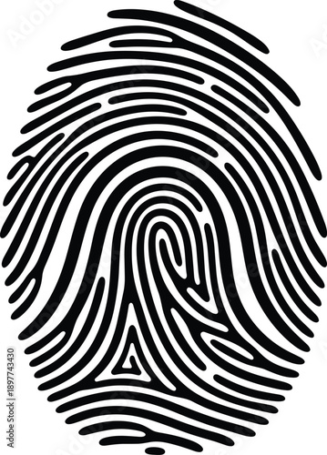Fingerprint Scan Vector Illustration, Biometric Identity Security Symbol, Digital Authentication Forensic Pattern, Human Thumbprint Icon