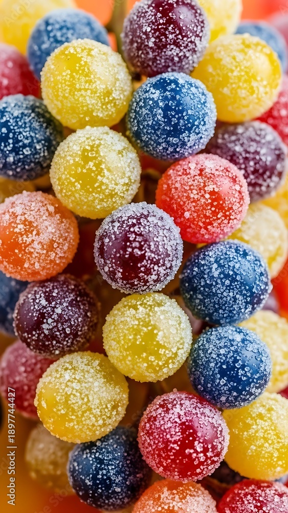 Fototapeta premium Dazzling Array of Sugar-Coated Candies A Vibrant Sweet Indulgence
