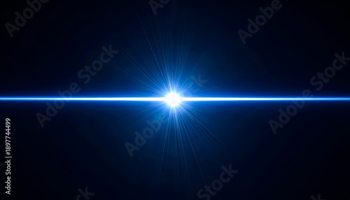 Bright blue light emitting from a central point, surrounded by rays