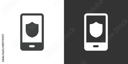 Mobile Device Security icon. Solid glyph series icon