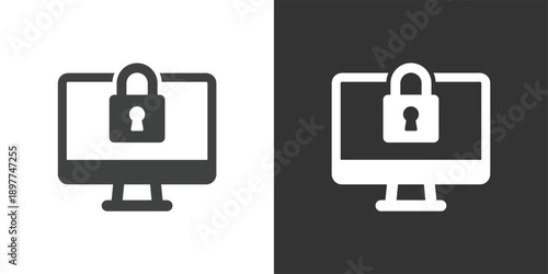 Locked Computer Access icon. Solid glyph series icon