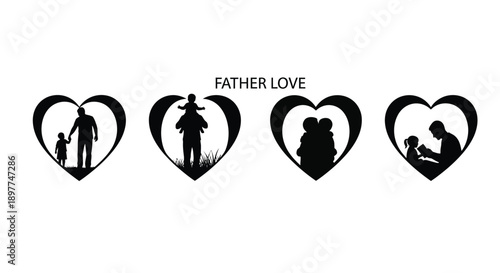Heartfelt silhouettes of fathers and children symbolizing love and family bonding in tender moments