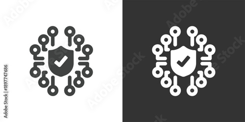 Digital Security Verification icon. Solid glyph series icon
