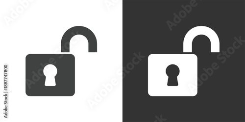 Unlocked Padlock icon. Solid glyph series icon