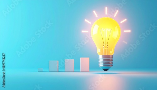 Brilliant glowing light bulb sparks creative ideas and innovative solutions for business growth and progress.
