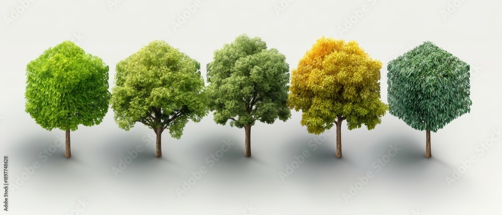 Fototapeta premium Colorful trees in a row a vibrant display of trees showcasing a variety of distinct colors creating a visually appealing natural scene
