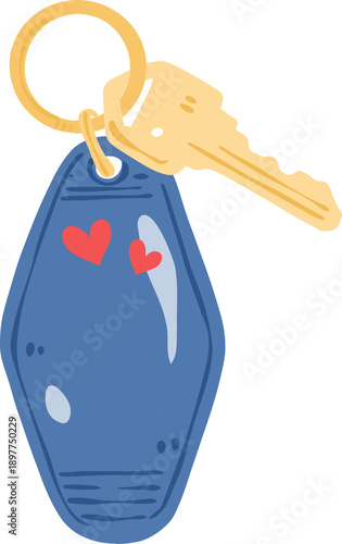 Key with Keychain Illustration Cute Accessory Design