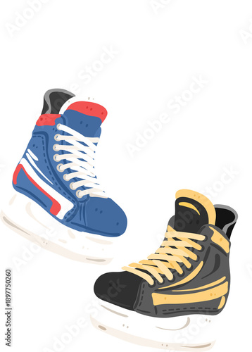 Ice Hockey Skates Illustration Winter Sports Equipment