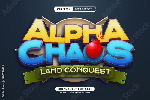 Text effect editable alpha chaos 3d gaming cartoon font style