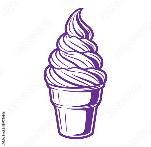 Purple ice cream in a cup  sweet frozen dessert treat