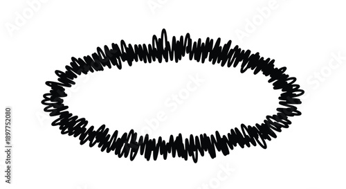 Abstract oval shape with textured edges a dark silhouette