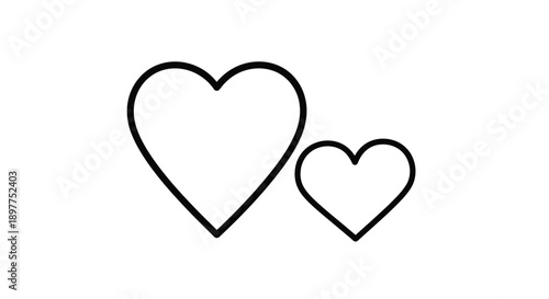 Two black hearts a larger one and a smaller one silhouette