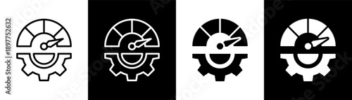 performance white icon set design