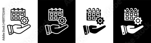 schedule white icon set design