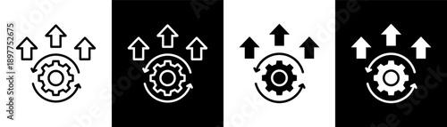 growth white icon set design