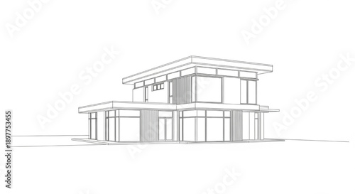 Modern architectural design of a contemporary residential house with glass facade