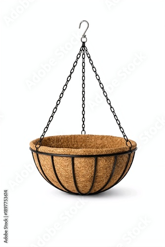 Wallpaper Mural Hanging Plant Basket with Coconut Fiber Isolated on White Torontodigital.ca