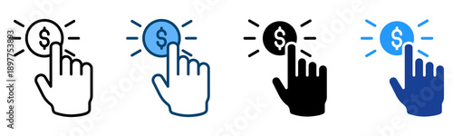 Cost Per Click Icon Multiple Style Vector Collection   