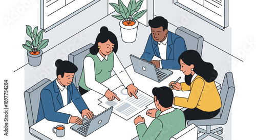 Group of Business Professionals Meeting.