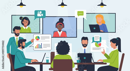 Team Collaboration Meeting Remote Workers.