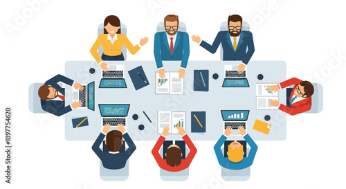 Business Meeting Around Conference Table.