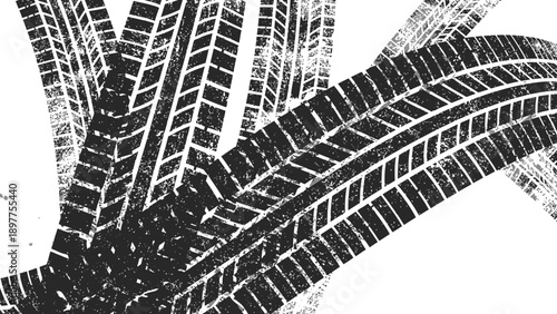 Tire Tracks on the Ground Closeup.