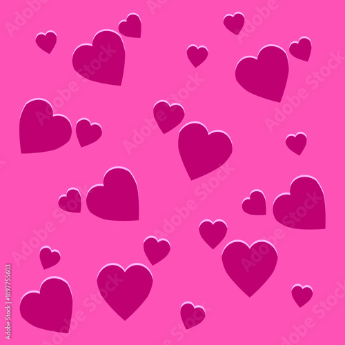Pink Hearts Pattern on Pink Background