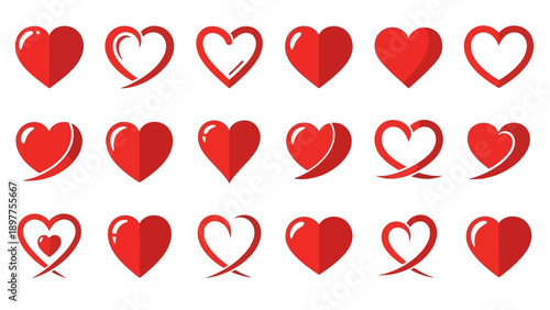 Collection of Red Heart Symbols.