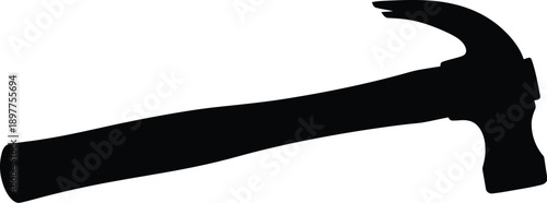 Simple black hammer on white background for construction needs