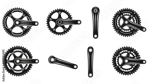 Bicycle crankset and chainring components.