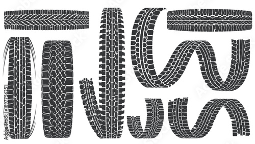 Tire Treads and Wheels Closeup.