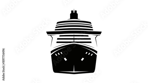 Large Cruise Ship Front View.