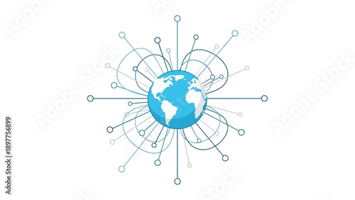 Blue Globe with Lines and Connections.