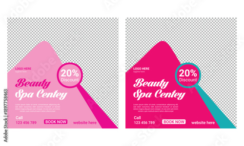 Beauty spa salon social media posts banner and Instagram post template design