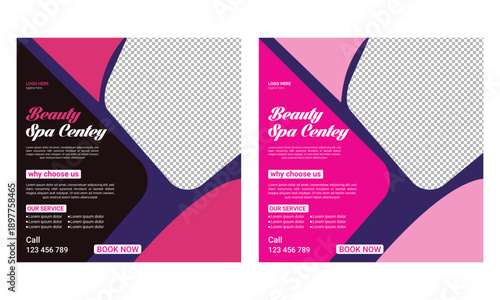 Beauty spa salon social media posts banner and Instagram post template design
