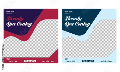 Beauty spa salon social media posts banner and Instagram post template design