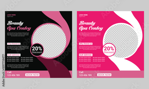 Beauty spa salon social media posts banner and Instagram post template design