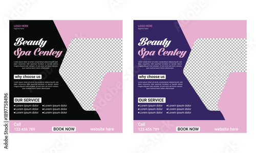 Beauty spa salon social media posts banner and Instagram post template design