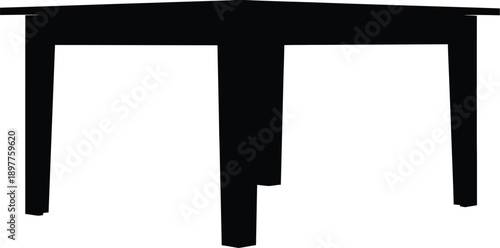 Simple black table silhouette on white background