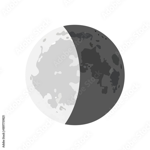 First Quarter Moon Phase Vector Icon Illustration