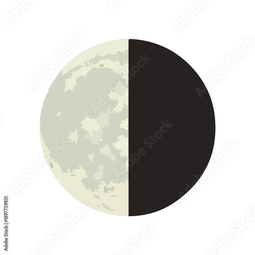 Quarter Moon Phase Celestial Object Vector Illustration