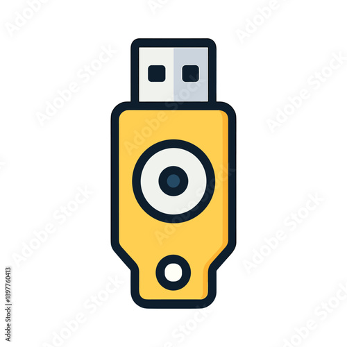 USB flash drive flat vector illustration