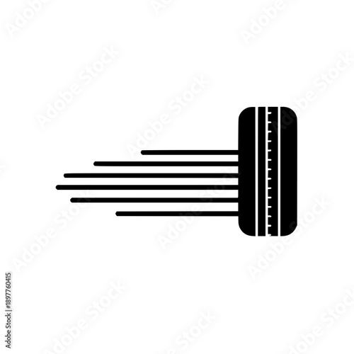 Tire braking distance silhouette diagram black vector illustration