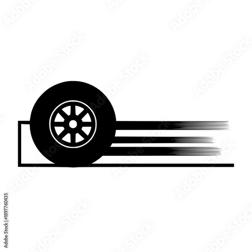 Road safety tire braking distance silhouette black vector illustration