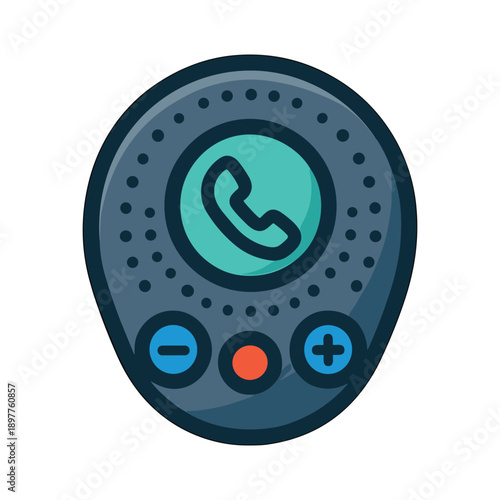 Remote control device with phone icon and buttons