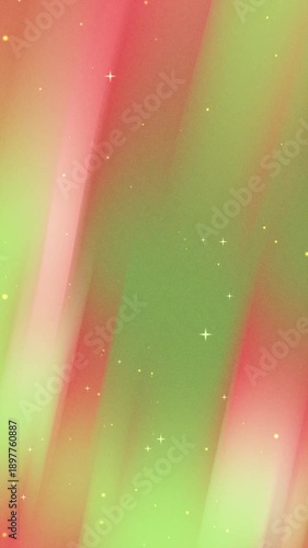 Abstract Blurry Background with Diagonal Red and Green Streaks and Glitter.